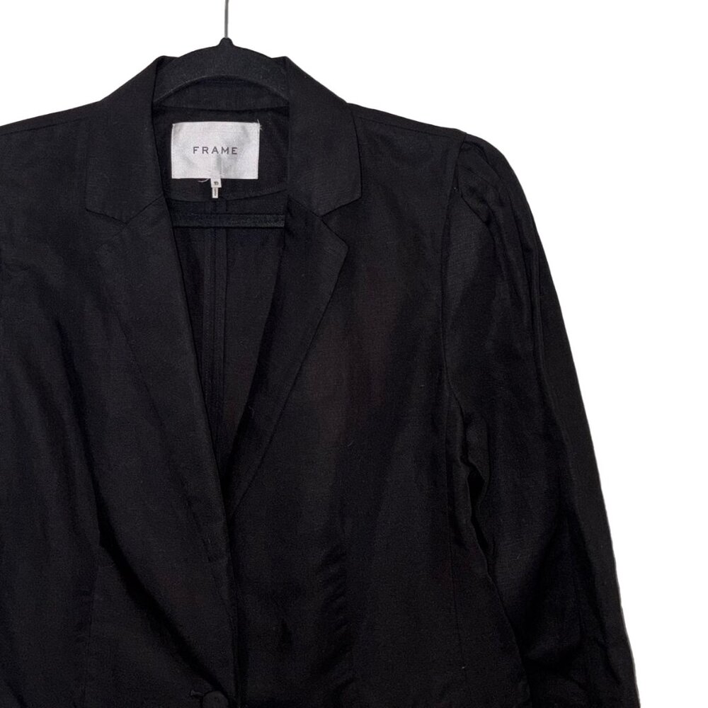Frame Black One Button Linen Blend Blazer - Size 10